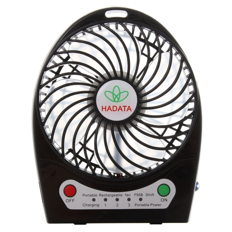 Hadata 4.3 inch Portable USB / Li-ion Battery Powered Rechargeable Fan with Third Wind Gear Adjustment & Clip(Black) - Consumer Electronics by buy2fix | Online Shopping UK | buy2fix