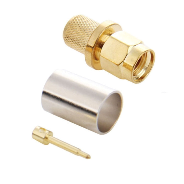 10 PCS Gold Plated SMA Male Plug Crimp RF Connector Adapter for RG58 / RG142 / LMR195 Cable - Connectors by buy2fix | Online Shopping UK | buy2fix