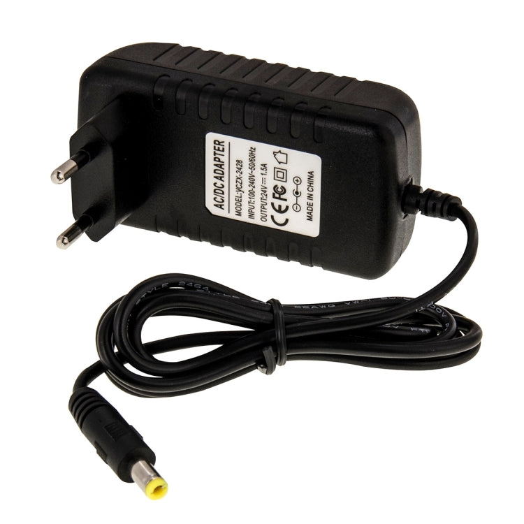 EU Plug AC 100-240V to DC 24V 1.5A Power Adapter, Tips: 5.5 x 2.1mm, Cable Length: about 1.2m(Black) - Consumer Electronics by buy2fix | Online Shopping UK | buy2fix