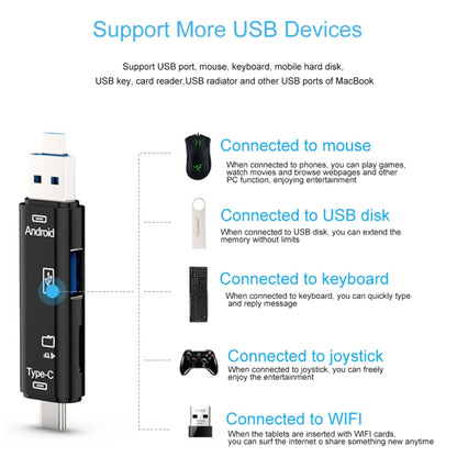 D-188 3 in 1 TF & USB to Micro USB & Type-C Card Reader OTG Adapter Connector(White) - OTG Adapter by buy2fix | Online Shopping UK | buy2fix