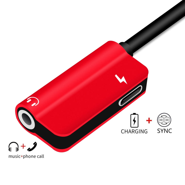 ENKAY Hat-ptince Type-C to Type-C&3.5mm Jack Charge Audio Adapter Cable, For Galaxy, HTC, Google, LG, Sony, Huawei, Xiaomi, Lenovo and Other Android Phone(Red) - Audio Adapter by ENKAY | Online Shopping UK | buy2fix