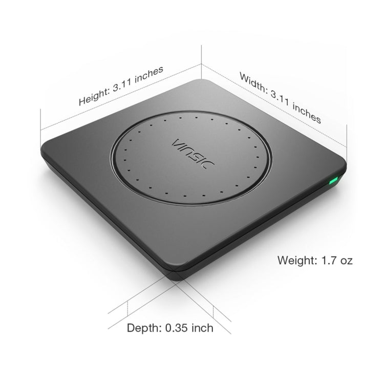 Vinsic 5V 1A Output Qi Standard Portable Wireless Charger Pad - Apple Accessories by VINSIC | Online Shopping UK | buy2fix