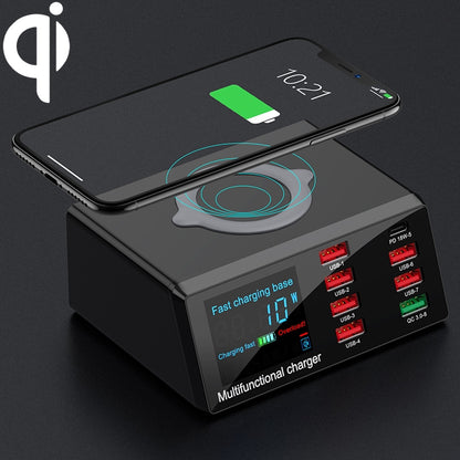 X9 9 in 1 QC 3.0 USB Interface + 6 USB Ports + PD 65W Ports + QI Wireless Fast Charging Multi-function Charger with LED Display - Multifunction Charger by buy2fix | Online Shopping UK | buy2fix