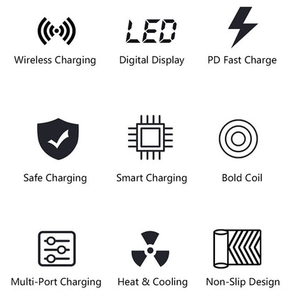 X9 9 in 1 QC 3.0 USB Interface + 6 USB Ports + PD 65W Ports + QI Wireless Fast Charging Multi-function Charger with LED Display - Multifunction Charger by buy2fix | Online Shopping UK | buy2fix