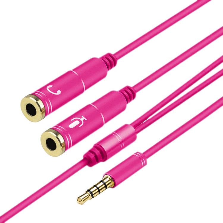 2 in 1 3.5mm Male to Double 3.5mm Female TPE High-elastic Audio Cable Splitter, Cable Length: 32cm(Rose Red) - Cable & Splitter by buy2fix | Online Shopping UK | buy2fix