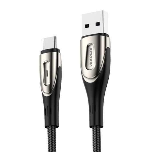 JOYROOM S-M411 Sharp Series 3A USB-C / Type-C Interface Charging + Transmission Nylon Braided Data Cable with Drop-shaped Indicator Light, Cable Length: 2m (Black) - USB-C & Type-C Cable by JOYROOM | Online Shopping UK | buy2fix