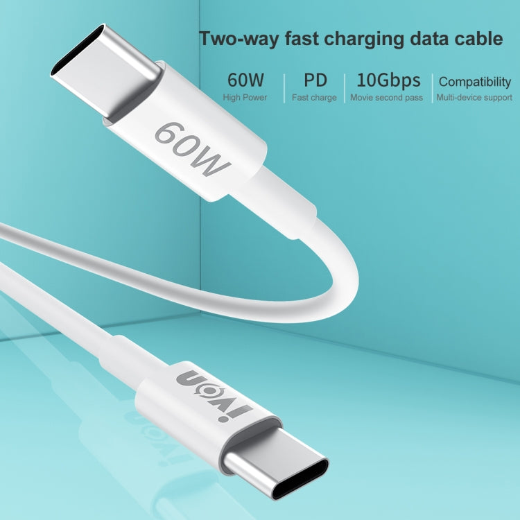 IVON CA203 60W PD USB-C / Type-C to USB-C / Type-C Fast Charging Data Cable, Cable Length: 1m -  by IVON | Online Shopping UK | buy2fix