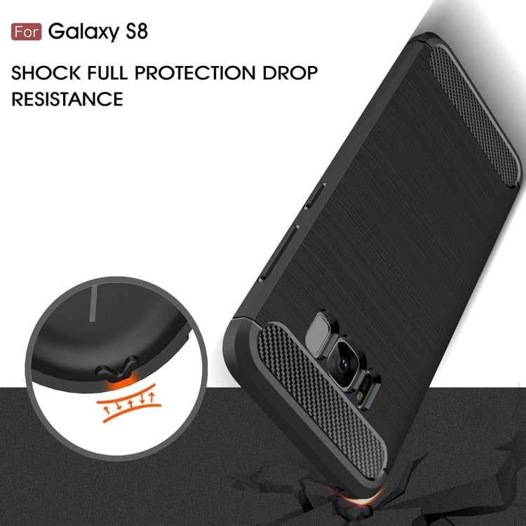 For Galaxy S8 Brushed Carbon Fiber Texture Shockproof TPU Protective Cover Case (Black) - Samsung Accessories by buy2fix | Online Shopping UK | buy2fix