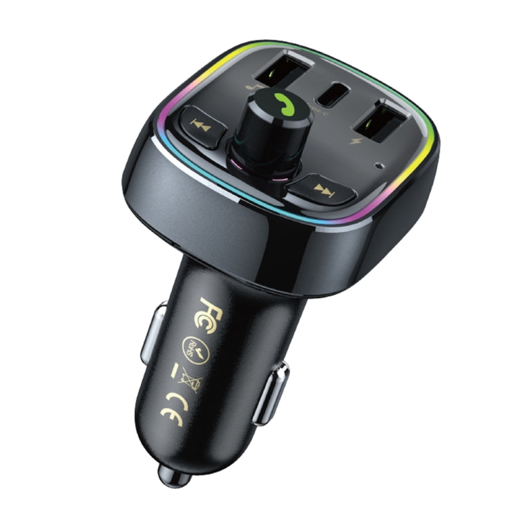 WK WP-C39 USB+USB-C/Type-C MP3 Bluetooth Car Fast Charger(Black) - Bluetooth Car Kits by WK | Online Shopping UK | buy2fix