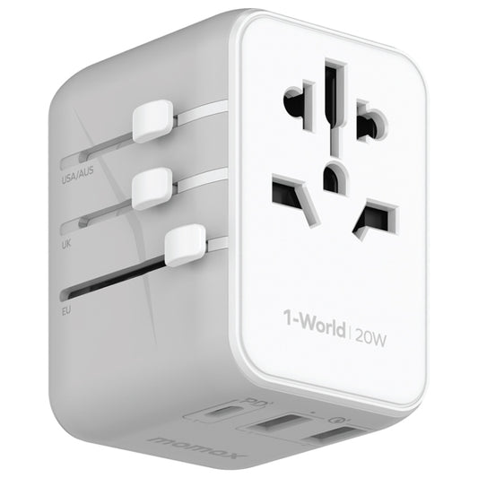 MOMAX UA11 1-World 20W PD Global Travel Fast Charger Power Adapter(White) - International Plug Adaptor by MOMAX | Online Shopping UK | buy2fix
