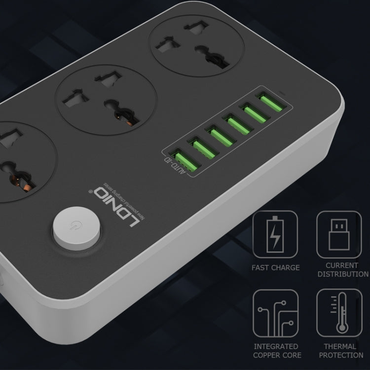 LDNIO SC3604 6 x USB Ports Multi-function Travel Home Office Socket, Cable Length: 2m, EU Plug - Consumer Electronics by LDNIO | Online Shopping UK | buy2fix