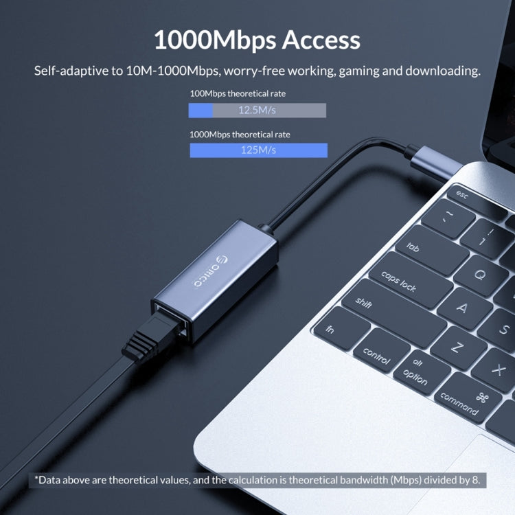 ORICO XC-R45 USB-C / Type-C to RJ45 Gigabit Ethernet LAN Network Adapter Cable, Total Length: 15cm - Audio Adapter by ORICO | Online Shopping UK | buy2fix