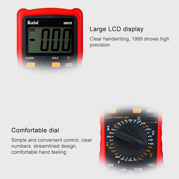 Kaisi 9805 Anti-burning Multifunctional Digital Universal Multimeter Auto-Range Digital Multimeter - Consumer Electronics by Kaisi | Online Shopping UK | buy2fix