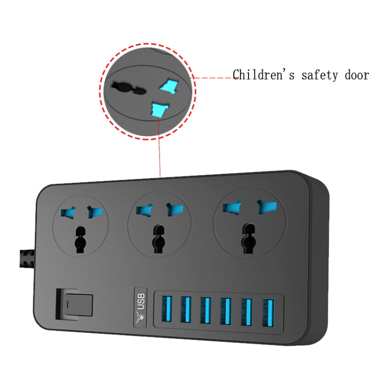 T09 3000W High Power Multi-Function Plug-in 3-Hole International Universal Jack + 6 USB Intelligent Charging EU PLUG - Consumer Electronics by buy2fix | Online Shopping UK | buy2fix