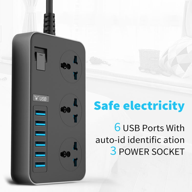 T09 3000W High Power Multi-Function Plug-in 3-Hole International Universal Jack + 6 USB Intelligent Charging EU PLUG - Consumer Electronics by buy2fix | Online Shopping UK | buy2fix