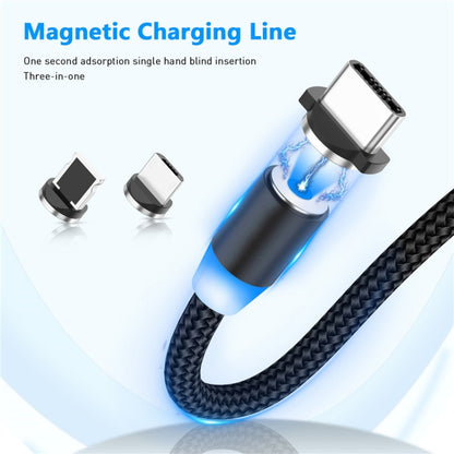 3 in 1 USB to 8 Pin + Type-C/USB-C + Micro USB Magnetic Metal Interface Nylon Braided Charging Cable, Length: 1m(Black) - Mobile Accessories by buy2fix | Online Shopping UK | buy2fix