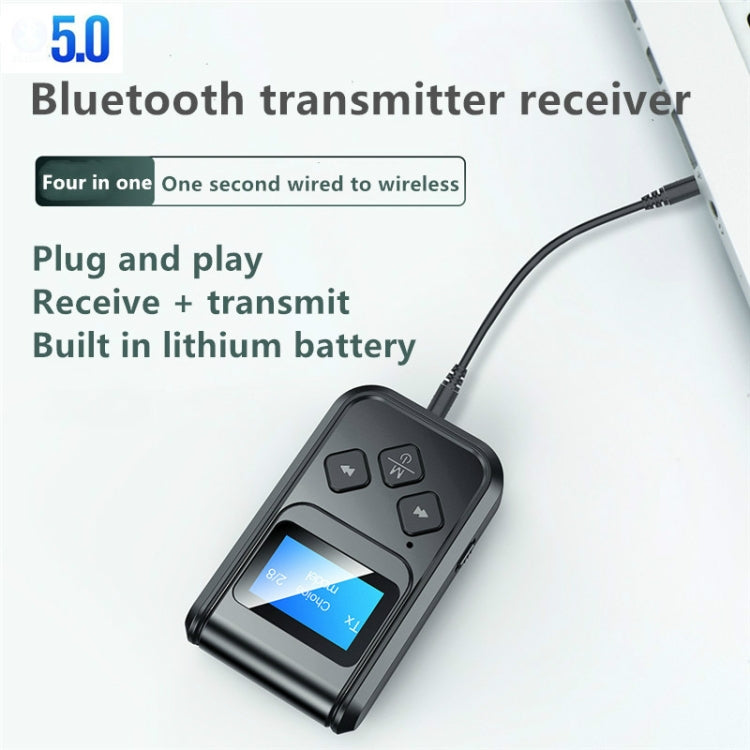 T15 2 in 1 Bluetooth 5.0 Music Receiver Transmitter with Screen - Apple Accessories by buy2fix | Online Shopping UK | buy2fix