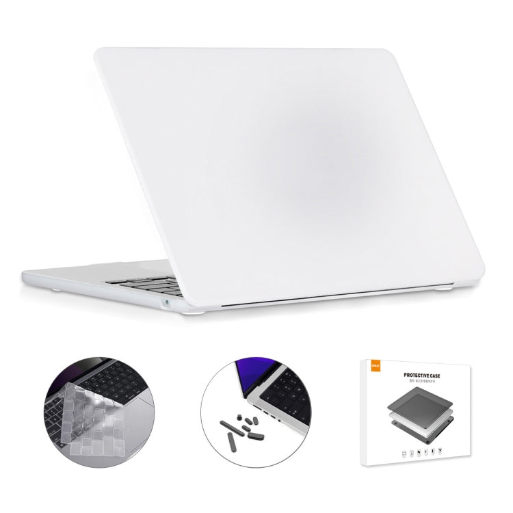 For MacBook Air 13.6 2022 A2681 EU Version ENKAY 3 in 1 Matte Laptop Case with TPU Keyboard Film / Anti-dust Plugs(White) - MacBook Air Cases by ENKAY | Online Shopping UK | buy2fix