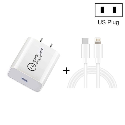 SDC-20W 2 in 1 PD 20W USB-C / Type-C Travel Charger + 3A PD3.0 USB-C / Type-C to 8 Pin Fast Charge Data Cable Set, Cable Length: 2m, US Plug - Apple Accessories by buy2fix | Online Shopping UK | buy2fix