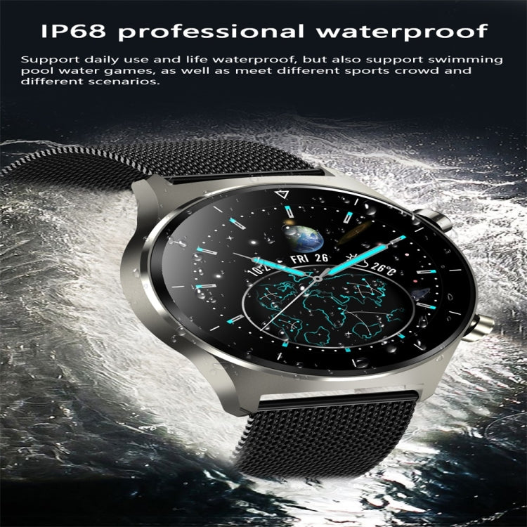 E13 1.28 inch IPS Color Screen Smart Watch, IP68 Waterproof, Leather Watchband, Support Heart Rate Monitoring/Blood Pressure Monitoring/Blood Oxygen Monitoring/Sleep Monitoring(Black) - Smart Wear by buy2fix | Online Shopping UK | buy2fix