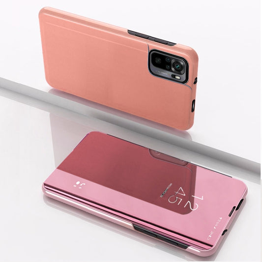 For Xiaomi Redmi Note 10 Pro Plated Mirror Horizontal Flip Leather Case with Holder(Rose Gold) - Xiaomi Accessories by buy2fix | Online Shopping UK | buy2fix