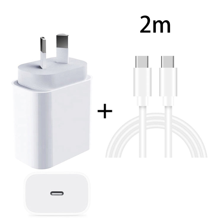 20W PD 3.0 Travel Fast Charger Power Adapter with USB-C / Type-C to Type-C Fast Charge Data Cable, AU Plug(2m) - USB Charger by buy2fix | Online Shopping UK | buy2fix