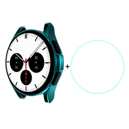 For Samsung Galaxy Watch4 Classic 46mm ENKAY Hat-Prince Full Coverage Electroplate Soft Case TPU HD Clear Cover + Tempered Glass Protector(Cyan) - Watch Cases by ENKAY | Online Shopping UK | buy2fix