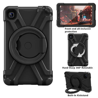 For Galaxy Tab A7 Lite T220/T225 PC + Silicone Shockproof Combination Case with 360 Degree Rotating Holder & Handle(Black+Black) - Tab A7 Lite T220 / T225 by buy2fix | Online Shopping UK | buy2fix