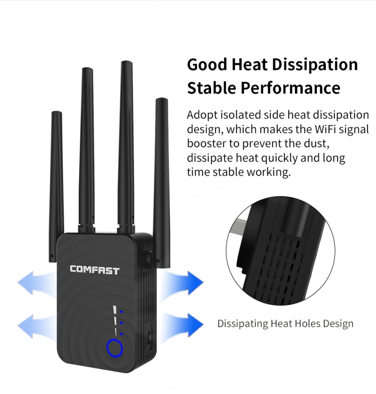 Comfast WiFi Range Extender 1200Mbps Mini WiFi Repeater 2.4GHz/5.8GHz Dual Band - Broadband Amplifiers by COMFAST | Online Shopping UK | buy2fix