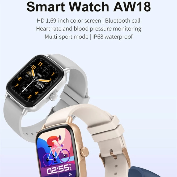 AW18 1.69inch Color Screen Smart Watch, Support Bluetooth Call / Heart Rate Monitoring(White) - Smart Wear by buy2fix | Online Shopping UK | buy2fix