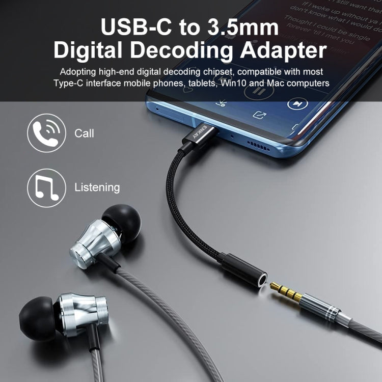 ENKAY USB-C / Type-C to 3.5mm Nylon Braided Aux Adapter Digital Decoding Audio Cable -  by ENKAY | Online Shopping UK | buy2fix