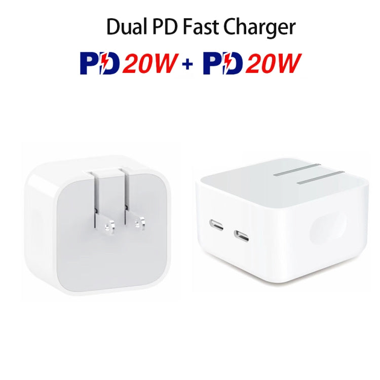 SDC-40W Dual PD USB-C / Type-C Charger for iPhone / iPad Series, US Plug - Apple Accessories by buy2fix | Online Shopping UK | buy2fix