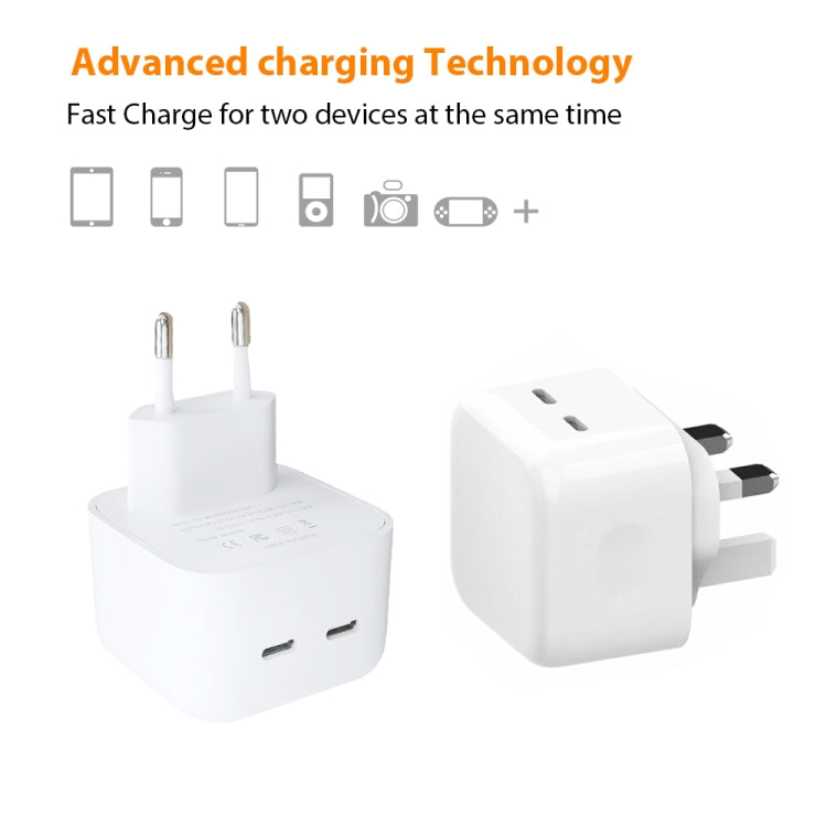 SDC-40W Dual PD USB-C / Type-C Ports Charger with 1.5m Type-C to 8 Pin Data Cable, EU Plug - USB Charger by buy2fix | Online Shopping UK | buy2fix