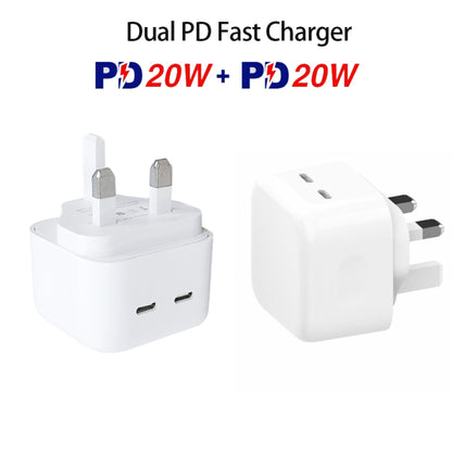 SDC-40W Dual PD USB-C / Type-C Ports Charger with 2m Type-C to 8 Pin Data Cable, UK Plug - Apple Accessories by buy2fix | Online Shopping UK | buy2fix