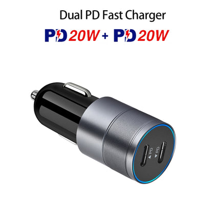 Dual PD 3.0 40W Type-C Car charger with 1m Type-C to Type-C Data Cable(Black) - In Car by buy2fix | Online Shopping UK | buy2fix