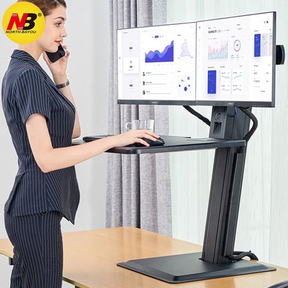 NORTH BAYOU NB S100 Computer Stand 22-27 inch Dual Monitor Mount with Keyboard Plate - Computer & Networking by buy2fix | Online Shopping UK | buy2fix