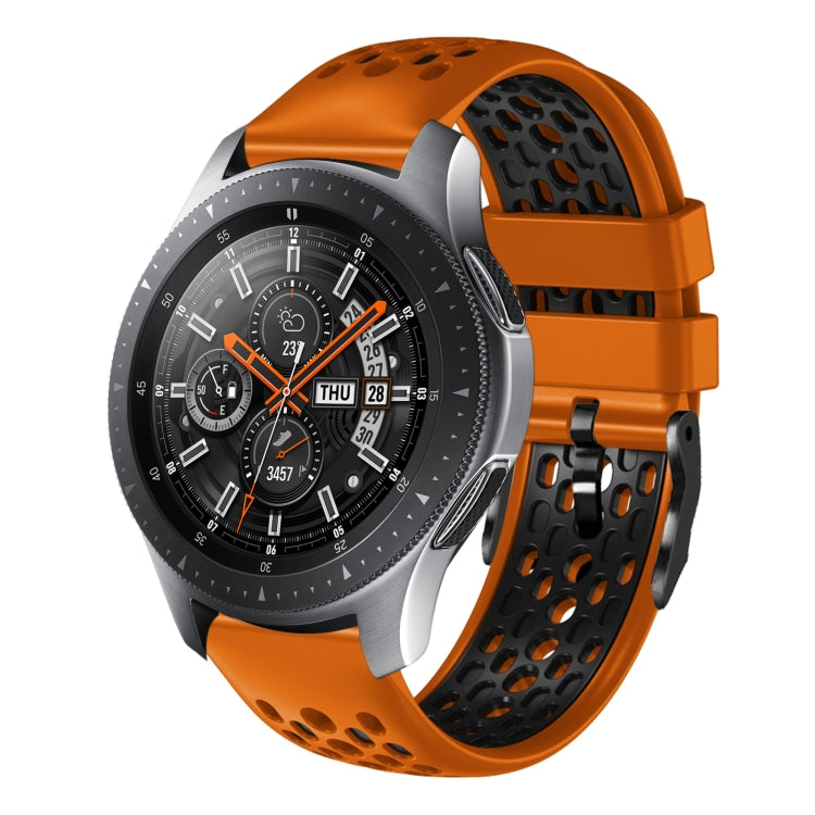 For Samsung Galaxy Watch 46mm 22mm Two-Color Breathable Silicone Watch Band(Orange+Black) - Smart Wear by buy2fix | Online Shopping UK | buy2fix