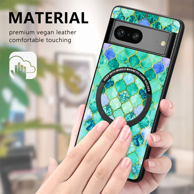 For Google Pixel 7 Colored Drawing Leather Back Cover Magsafe Phone Case(Rhombus Mandala) - Google Cases by buy2fix | Online Shopping UK | buy2fix