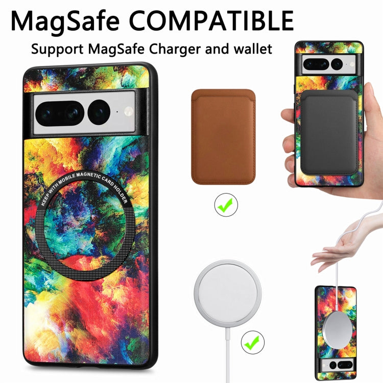 For Google Pixel 7 Pro Colored Drawing Leather Back Cover Magsafe Phone Case(Colorful Cube) - Google Cases by buy2fix | Online Shopping UK | buy2fix