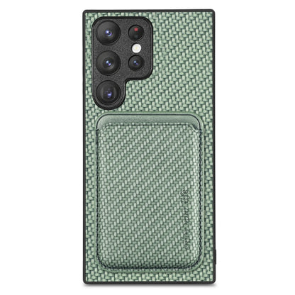 For Samsung Galaxy S23 Ultra 5G Carbon Fiber Leather Card Magsafe Case(Green) - Galaxy S23 Ultra 5G Cases by buy2fix | Online Shopping UK | buy2fix