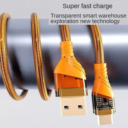 2pcs 4A USB to Type-C Transparent Fast Charging Data Cable, Length: 1m(Grey) -  by buy2fix | Online Shopping UK | buy2fix