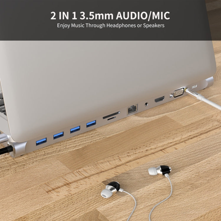 JUNSUNMAY 11 in 1 Multifunctional USB C Hub Docking Station Adapter SD/TF Card Reader - Computer & Networking by JUNSUNMAY | Online Shopping UK | buy2fix