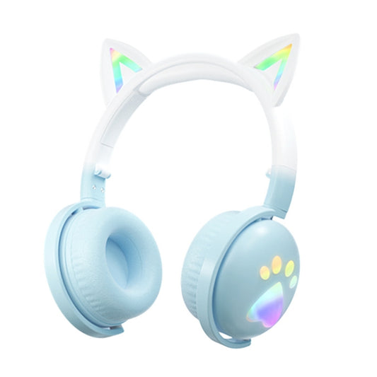 KE28 RGB Cute Cat Ears Bluetooth Wireless Music Headset with Detachable Mic(Blue) - Apple Accessories by buy2fix | Online Shopping UK | buy2fix