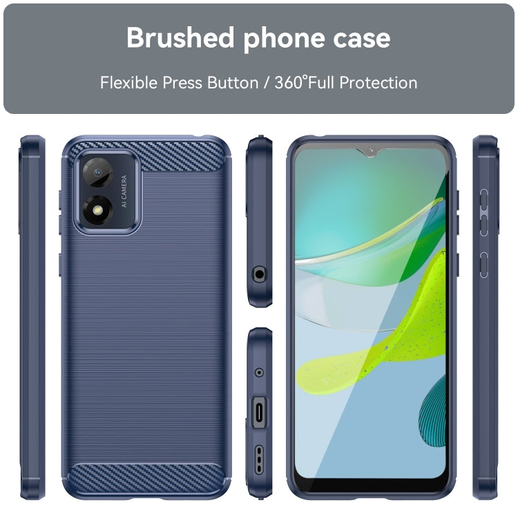 For Motorola Moto E13 Brushed Texture Carbon Fiber TPU Phone Case(Blue) - Motorola Cases by buy2fix | Online Shopping UK | buy2fix