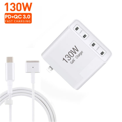 GaN 130W 4-Port USB-C PD65W / PD30W Multi Port Type-C Charger with  1.8m Type-C to MagSafe 2 / T Header Data Cable US / EU Plug - Cable & Adapter by buy2fix | Online Shopping UK | buy2fix