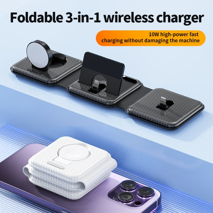 A75 Folding 3 in 1 Wireless Charger Suitable for Apple Watch Mobile Phone Headset(Black) - Wireless Charger by buy2fix | Online Shopping UK | buy2fix