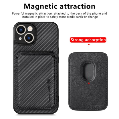 For iPhone 13 Carbon Fiber Leather Card Magsafe Magnetic Phone Case(Black) - iPhone 13 Cases by buy2fix | Online Shopping UK | buy2fix