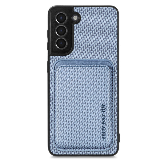 For Samsung Galaxy S21+ 5G Carbon Fiber Leather Card Magsafe Magnetic Phone Case(Blue) - Galaxy S21+ 5G Cases by buy2fix | Online Shopping UK | buy2fix