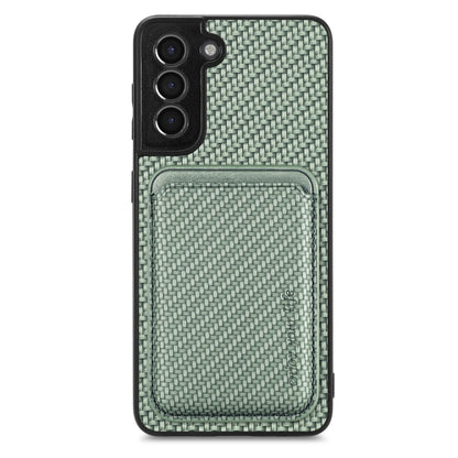 For Samsung Galaxy S21+ 5G Carbon Fiber Leather Card Magsafe Magnetic Phone Case(Green) - Galaxy S21+ 5G Cases by buy2fix | Online Shopping UK | buy2fix