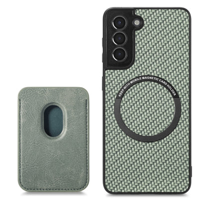 For Samsung Galaxy S21+ 5G Carbon Fiber Leather Card Magsafe Magnetic Phone Case(Green) - Galaxy S21+ 5G Cases by buy2fix | Online Shopping UK | buy2fix